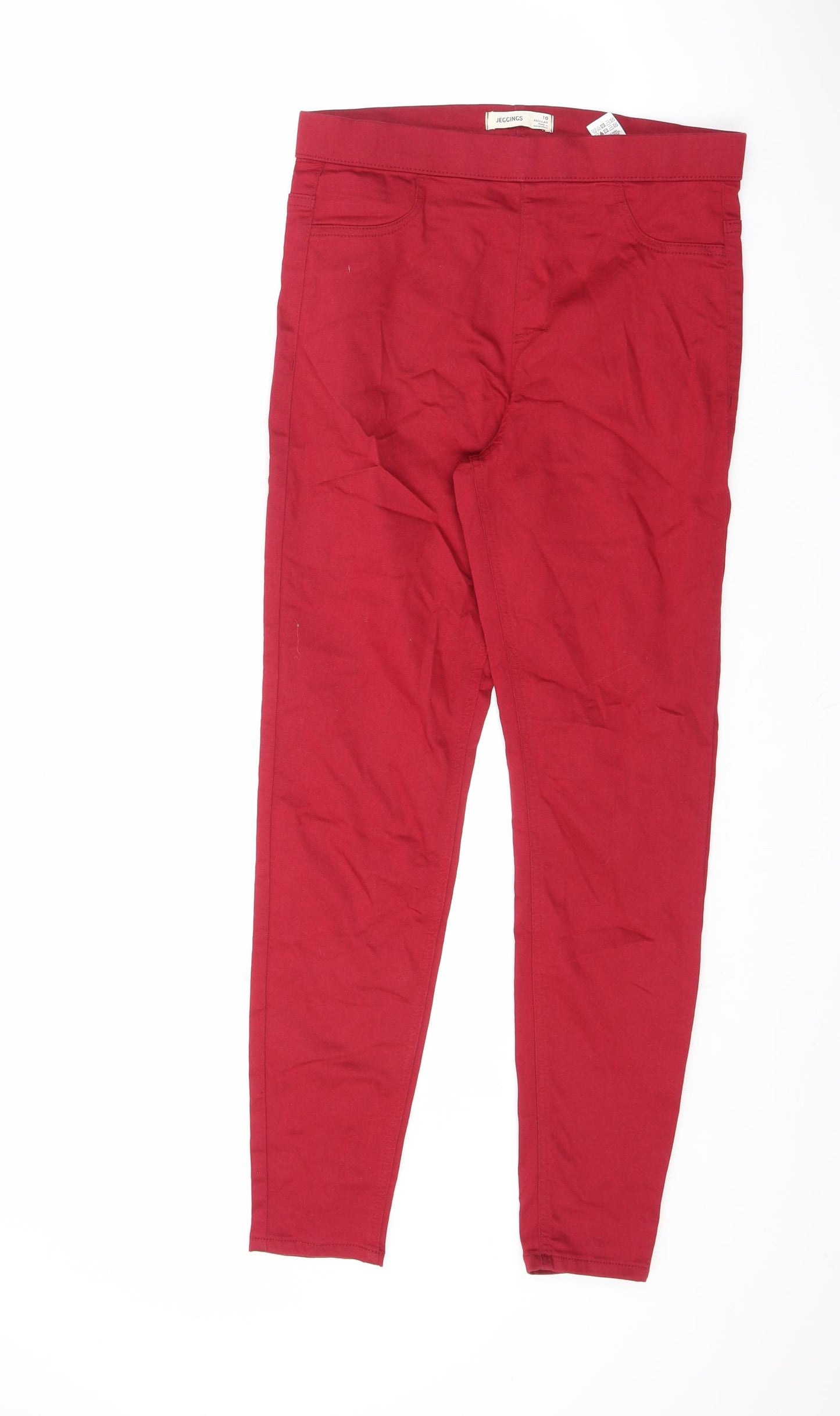 Marks and Spencer Womens Red Cotton Jegging Jeans Size 10 L28.5 in Regular