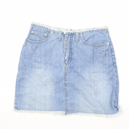Paragon Womens Blue Cotton Cargo Skirt Size 8 Zip