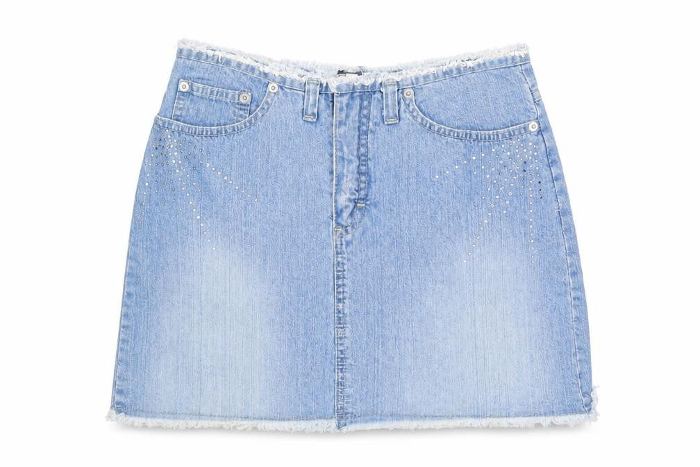 Front view of Paragon women’s blue cotton cargo skirt, size UK 8, zip