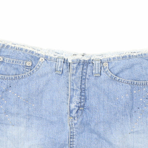Paragon Womens Blue Cotton Cargo Skirt Size 8 Zip