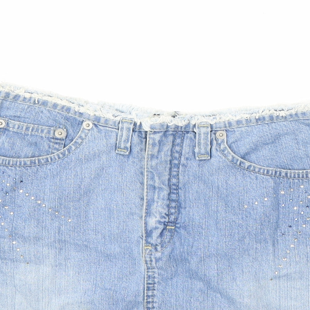 Paragon Womens Blue Cotton Cargo Skirt Size 8 Zip