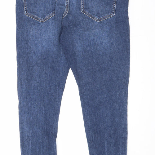 F&F Womens Blue Cotton Skinny Jeans Size 14 L26 in Regular Zip