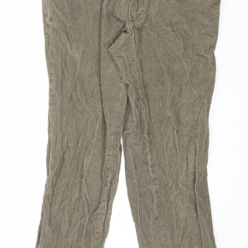 Marks and Spencer Mens Green Cotton Trousers Size 32 in L31 in Regular Zip