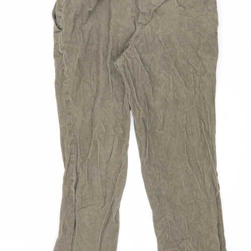 Marks and Spencer Mens Green Cotton Trousers Size 32 in L31 in Regular Zip