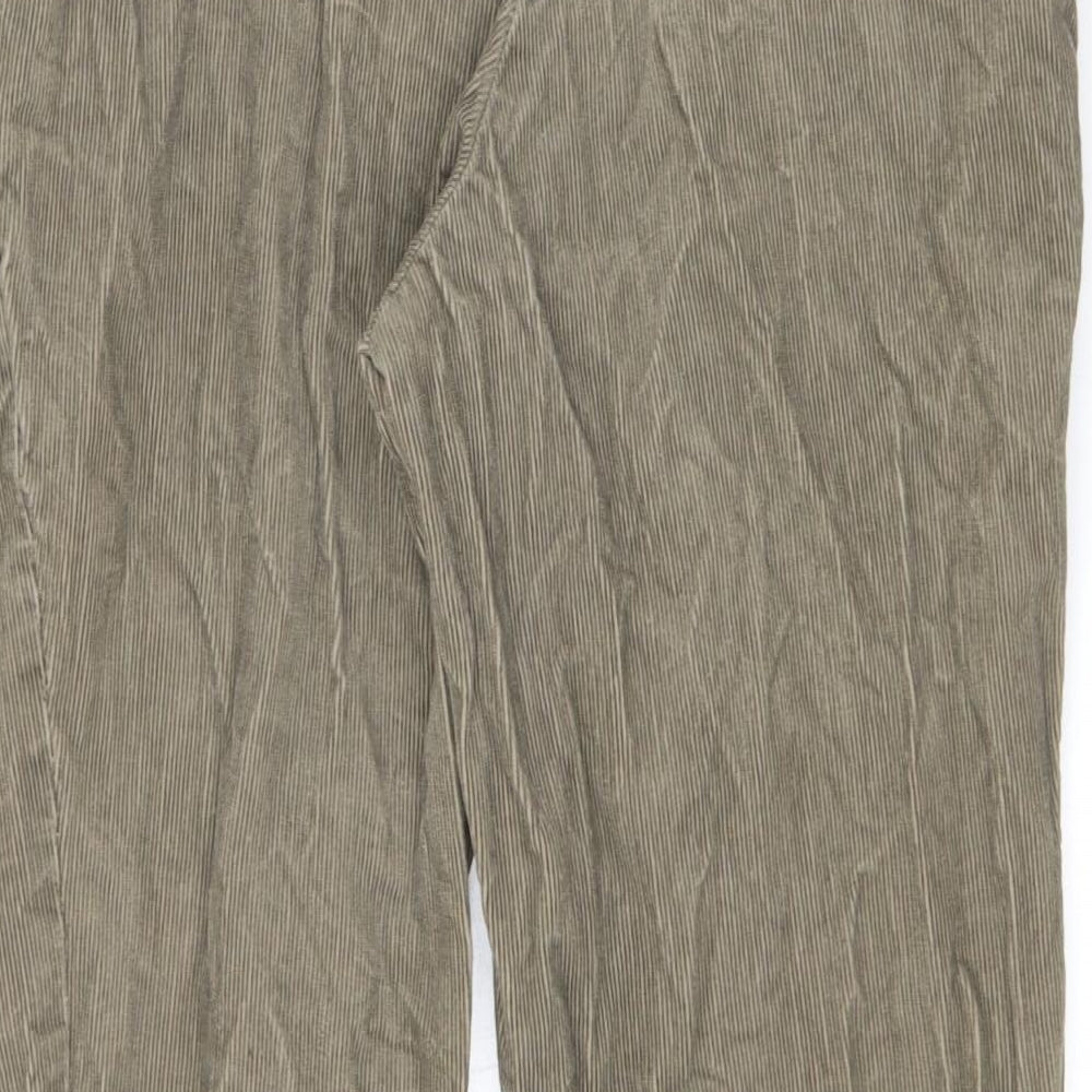 Marks and Spencer Mens Green Cotton Trousers Size 32 in L31 in Regular Zip