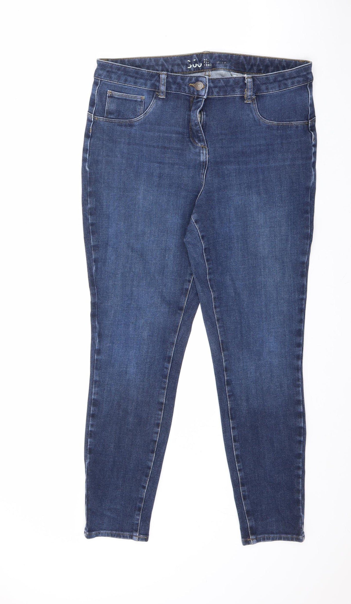 NEXT Womens Blue Cotton Skinny Jeans Size 16 L26 in Regular Zip