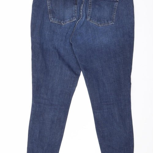NEXT Womens Blue Cotton Skinny Jeans Size 16 L26 in Regular Zip