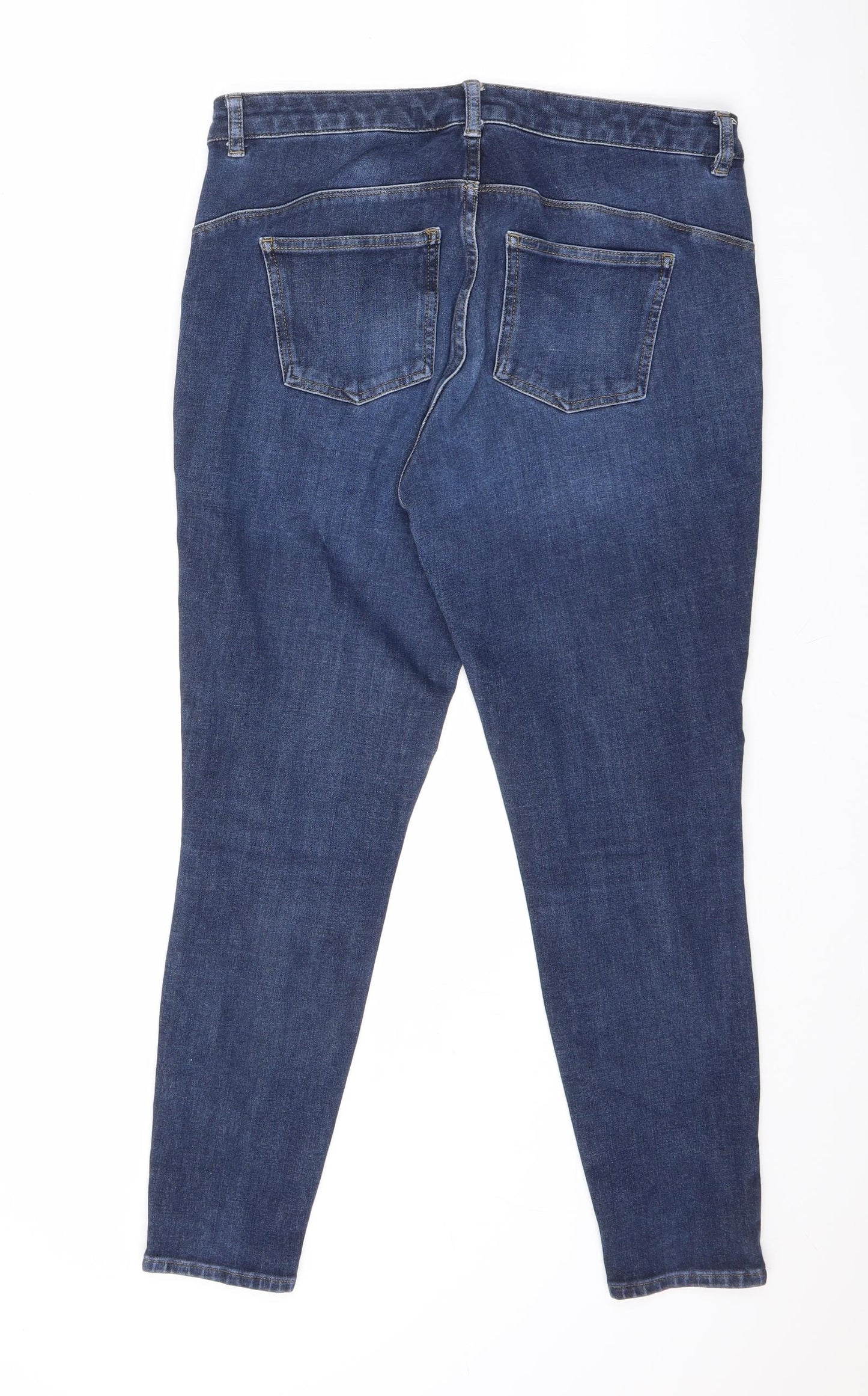 NEXT Womens Blue Cotton Skinny Jeans Size 16 L26 in Regular Zip