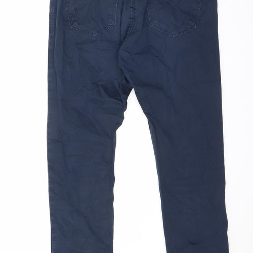 Zara Mens Blue Cotton Straight Jeans Size 32 in L29 in Slim Zip