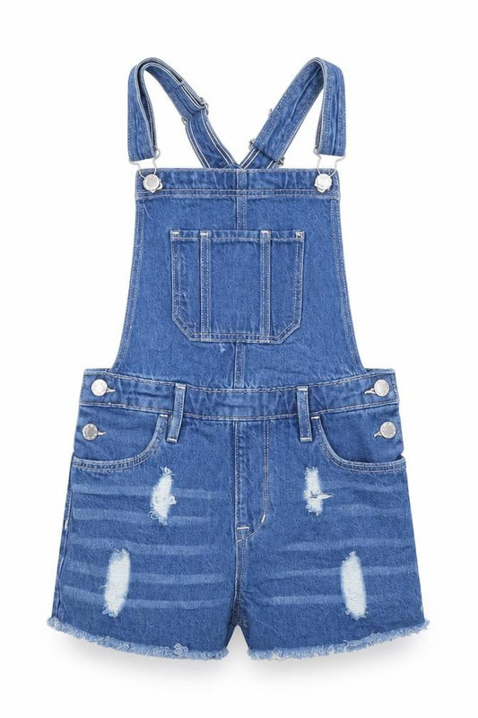 Imporio Girls Blue Cotton Dungaree One-Piece Size 11 Years Hook & Eye