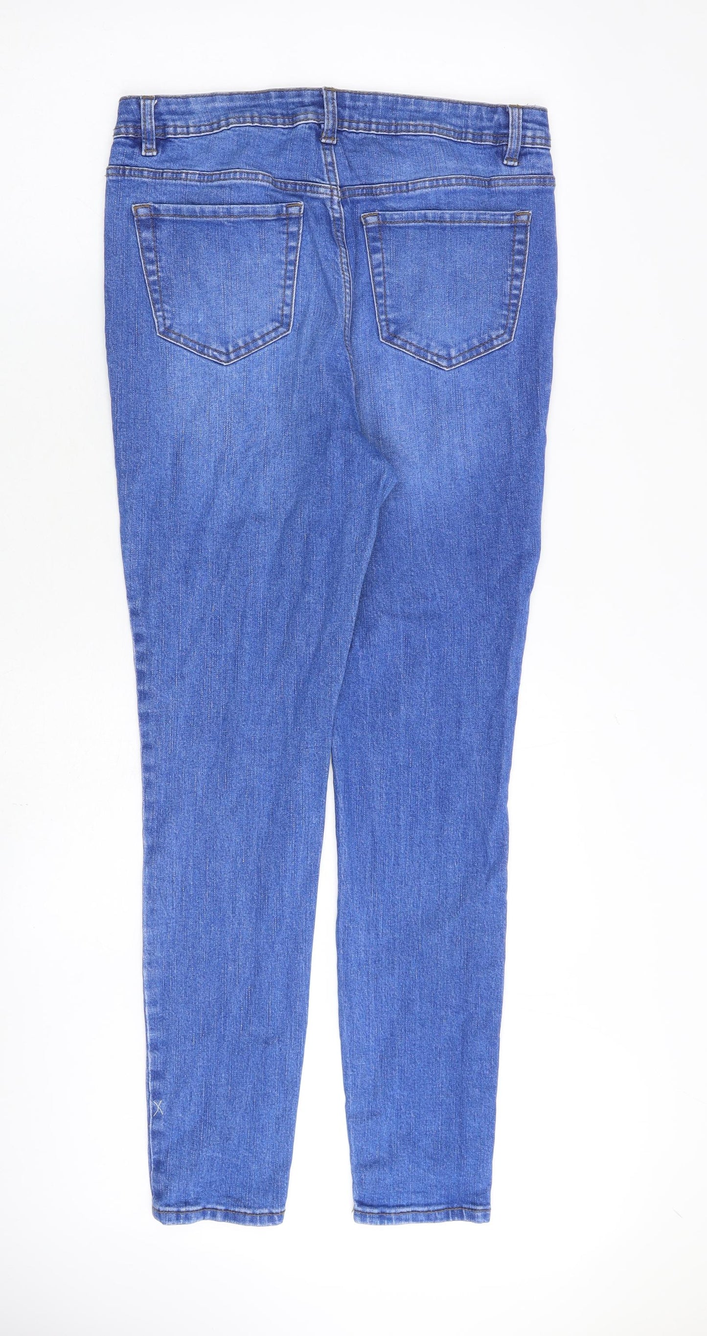 George Womens Blue Cotton Skinny Jeans Size 12 L29 in Slim Zip