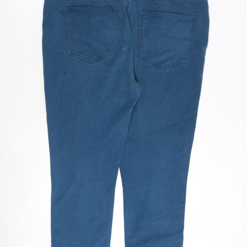 Jaeger Womens Blue Cotton Straight Jeans Size 16 L25 in Regular Zip