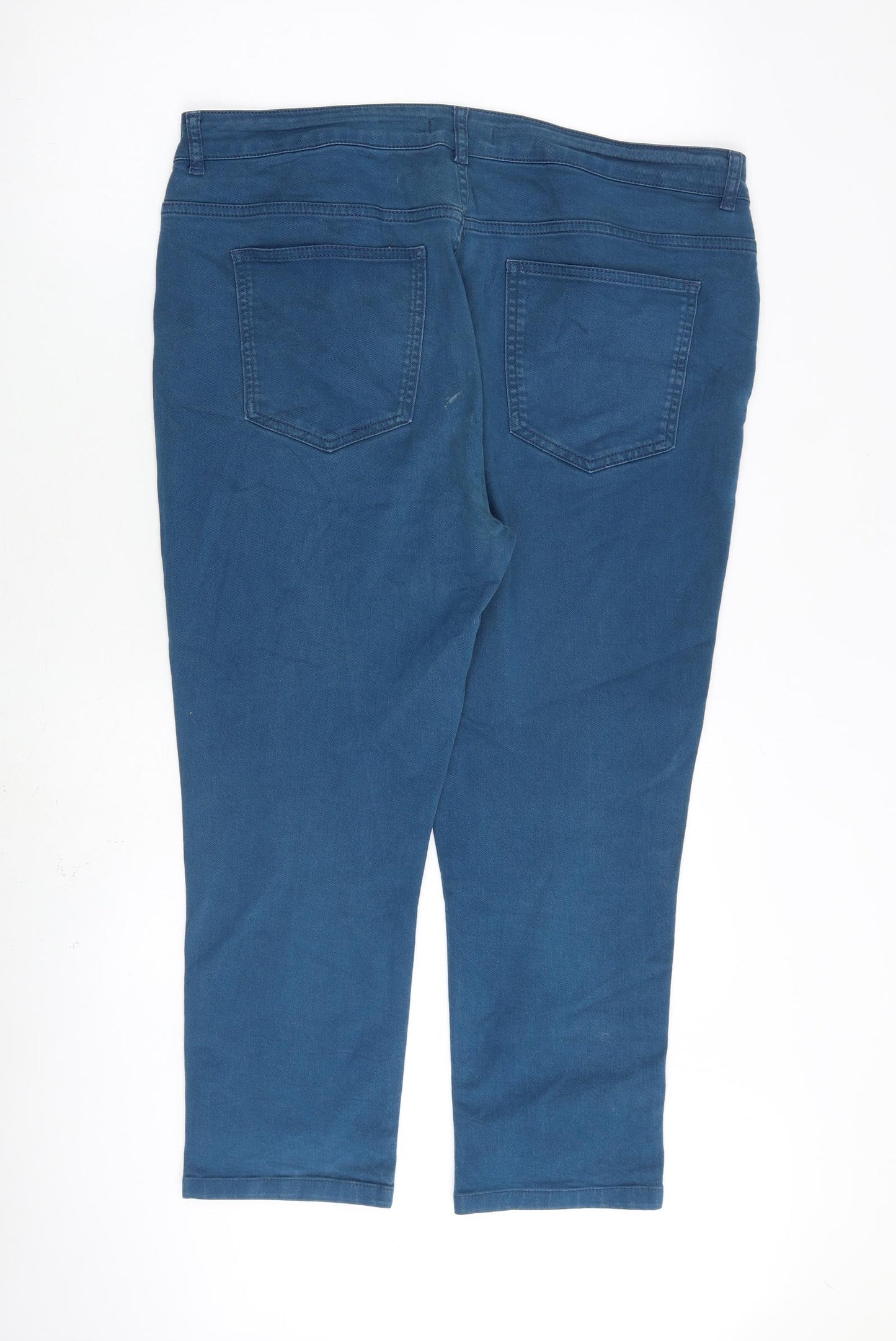 Jaeger Womens Blue Cotton Straight Jeans Size 16 L25 in Regular Zip