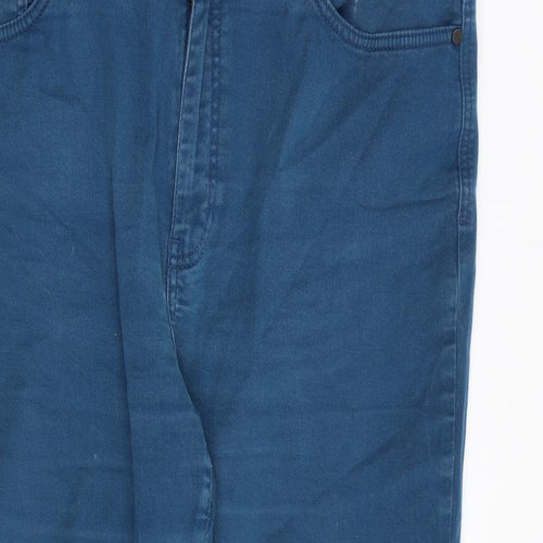 Jaeger Womens Blue Cotton Straight Jeans Size 16 L25 in Regular Zip