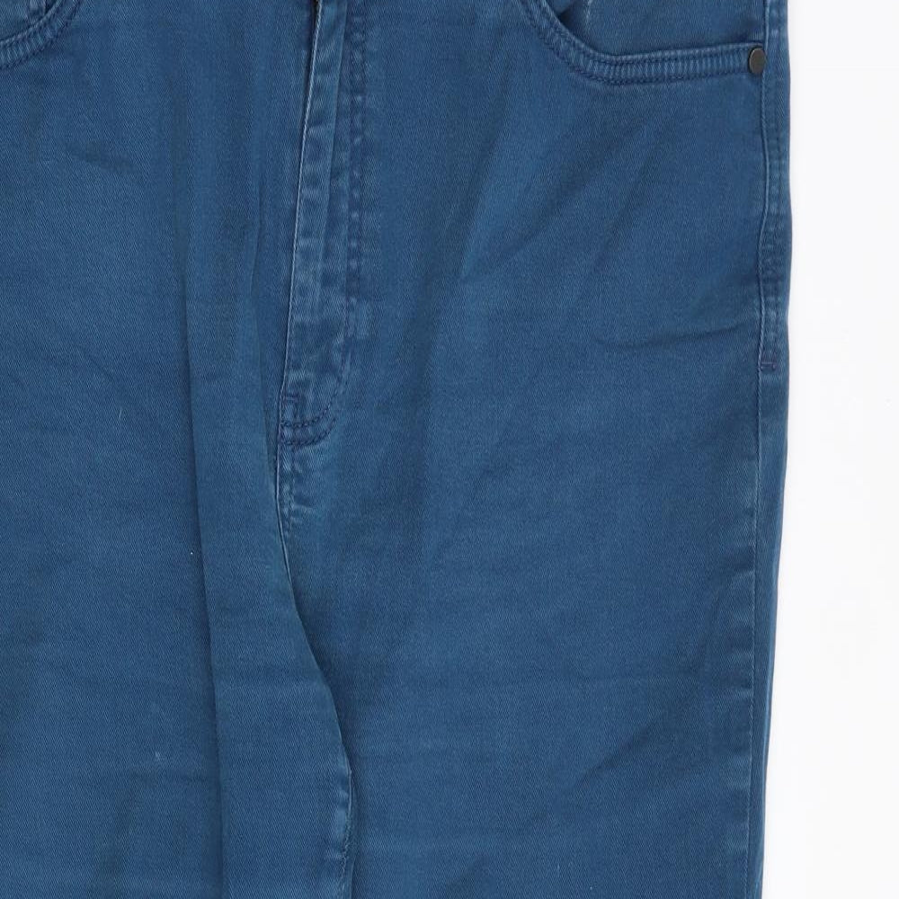 Jaeger Womens Blue Cotton Straight Jeans Size 16 L25 in Regular Zip