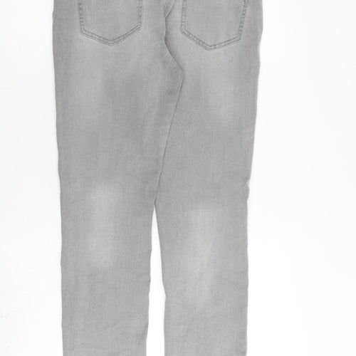 Denim & Co. Womens Grey Cotton Straight Jeans Size 8 L29 in Regular Zip