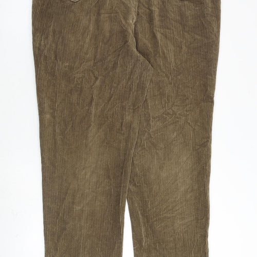 Marks and Spencer Mens Brown Cotton Trousers Size 40 in L31 in Regular Zip