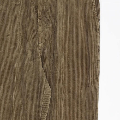 Marks and Spencer Mens Brown Cotton Trousers Size 40 in L31 in Regular Zip
