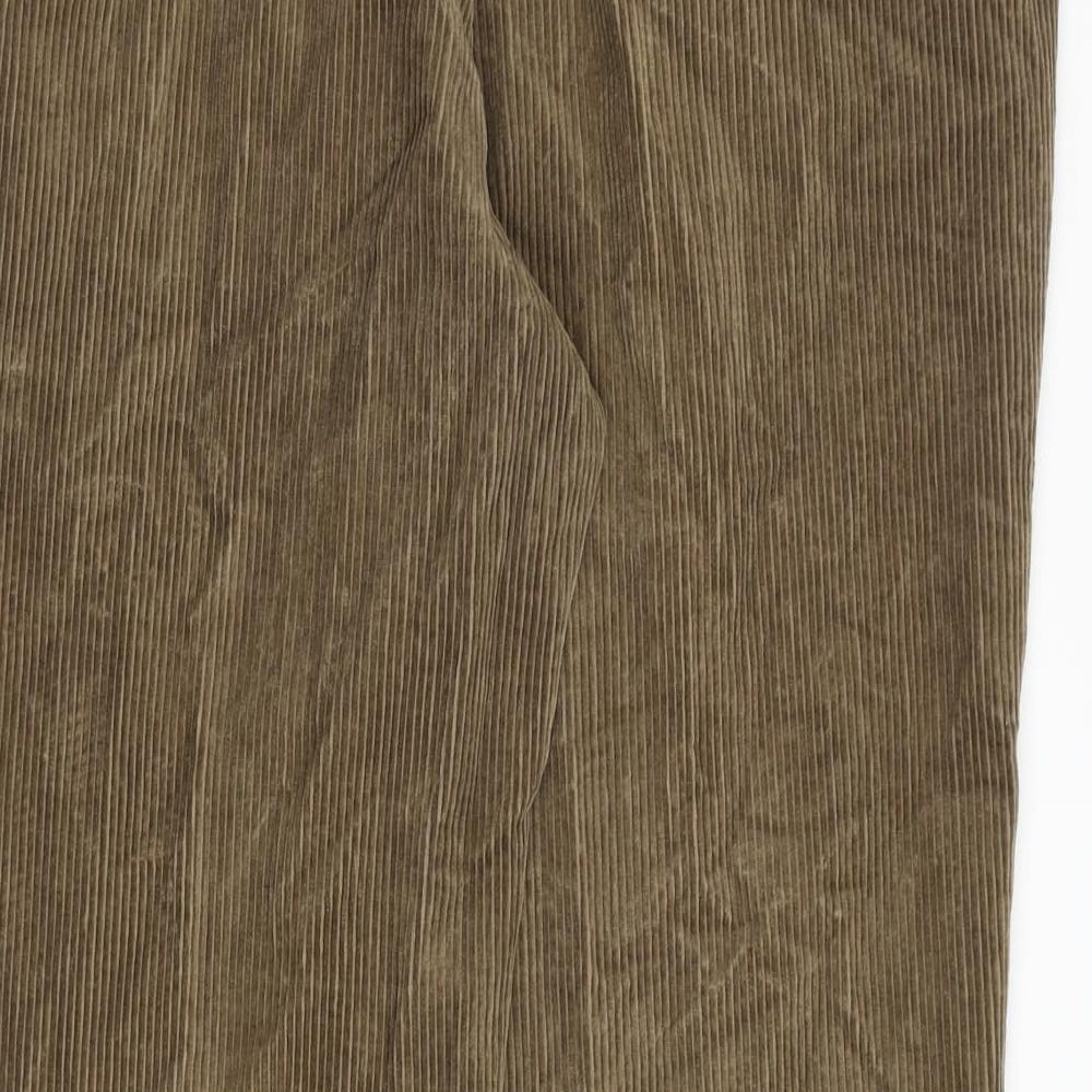 Marks and Spencer Mens Brown Cotton Trousers Size 40 in L31 in Regular Zip