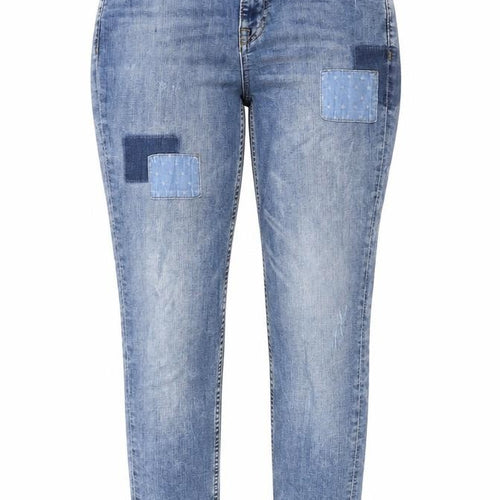 TU Womens Blue Cotton Skinny Jeans Size 8 L29 in Slim Zip - Patchwork