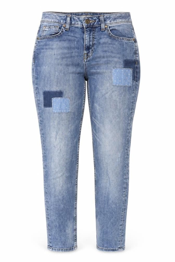 TU Womens Blue Cotton Skinny Jeans Size 8 L29 in Slim Zip - Patchwork