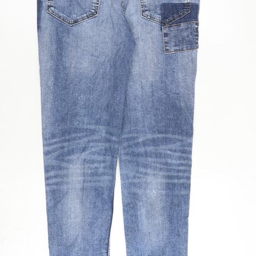 TU Womens Blue Cotton Skinny Jeans Size 8 L29 in Slim Zip - Patchwork