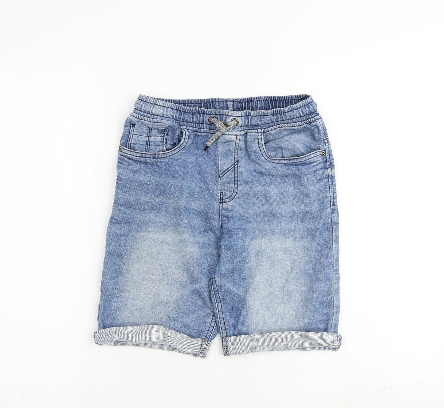 TU Boys Blue Cotton Bermuda Shorts Size 10 Years L7 in Regular Drawstring