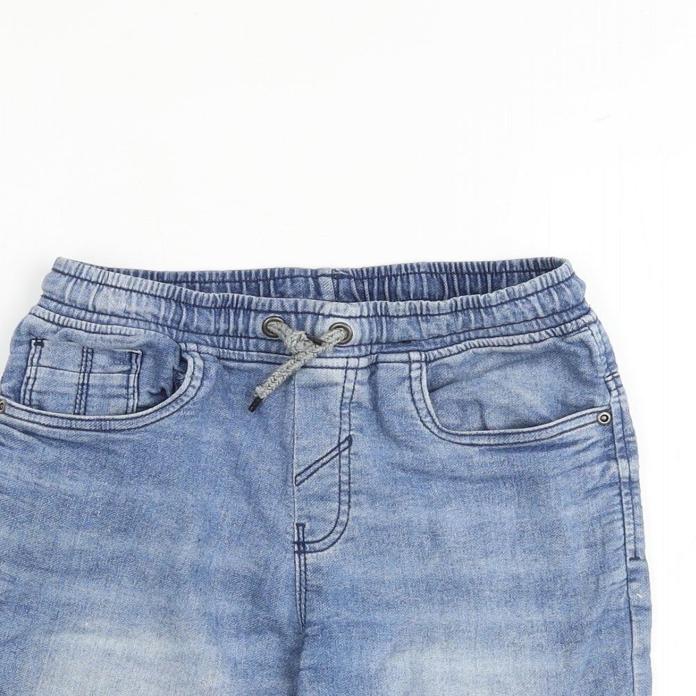 TU Boys Blue Cotton Bermuda Shorts Size 10 Years L7 in Regular Drawstring
