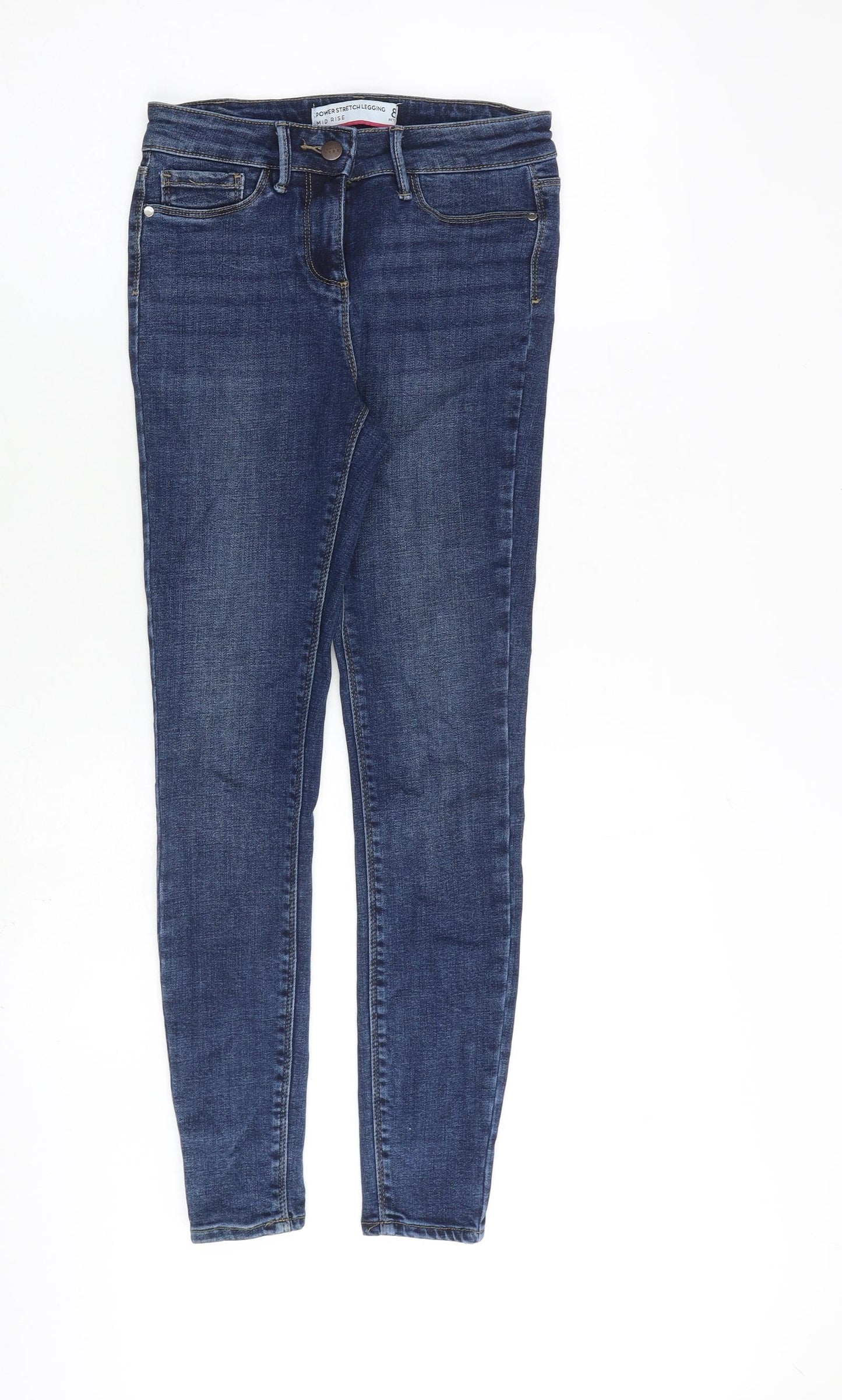 NEXT Womens Blue Cotton Skinny Jeans Size 8 L27 in Slim Zip