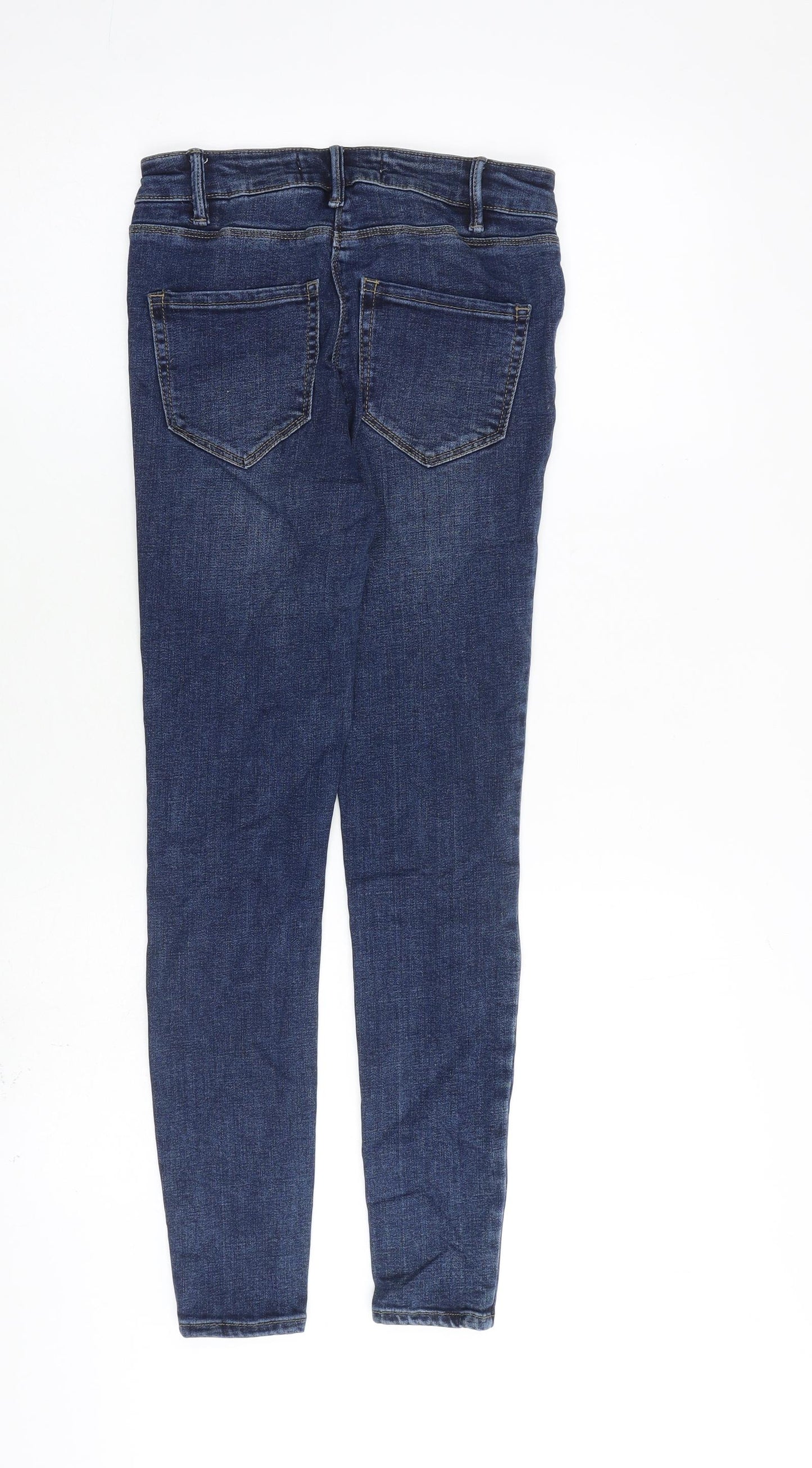 NEXT Womens Blue Cotton Skinny Jeans Size 8 L27 in Slim Zip