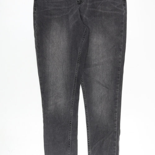 Sosandar Womens Grey Cotton Skinny Jeans Size 10 L27 in Regular Zip