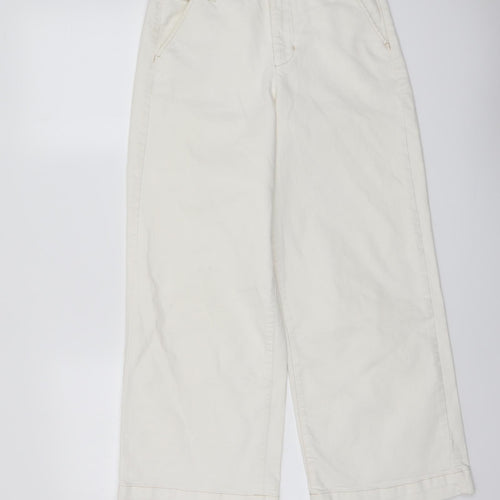 Zara Womens Ivory Cotton Bootcut Jeans Size 6 L25 in Regular Button