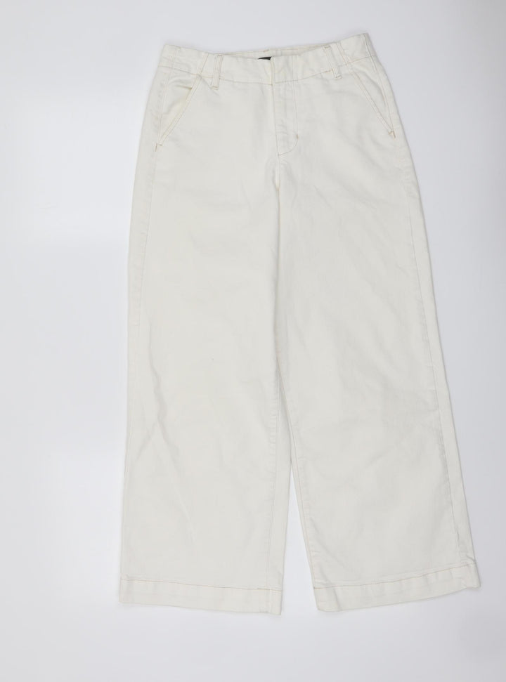 Zara Womens Ivory Cotton Bootcut Jeans Size 6 L25 in Regular Button