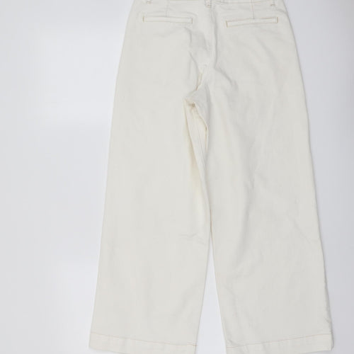Zara Womens Ivory Cotton Bootcut Jeans Size 6 L25 in Regular Button