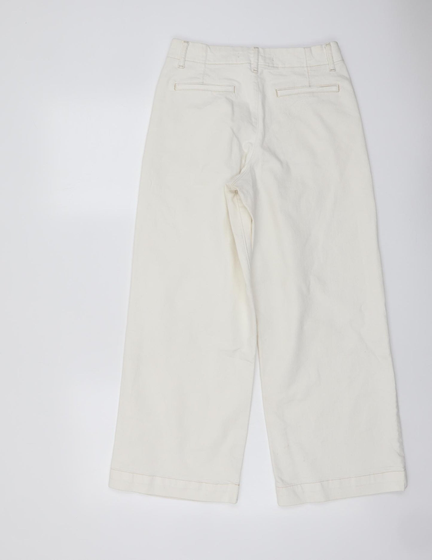 Zara Womens Ivory Cotton Bootcut Jeans Size 6 L25 in Regular Button