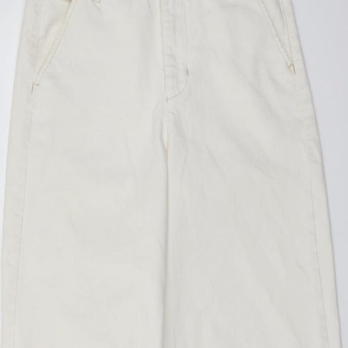 Zara Womens Ivory Cotton Bootcut Jeans Size 6 L25 in Regular Button