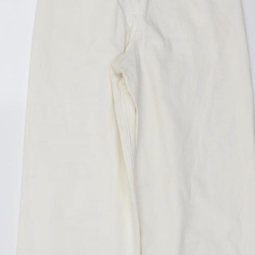 Zara Womens Ivory Cotton Bootcut Jeans Size 6 L25 in Regular Button