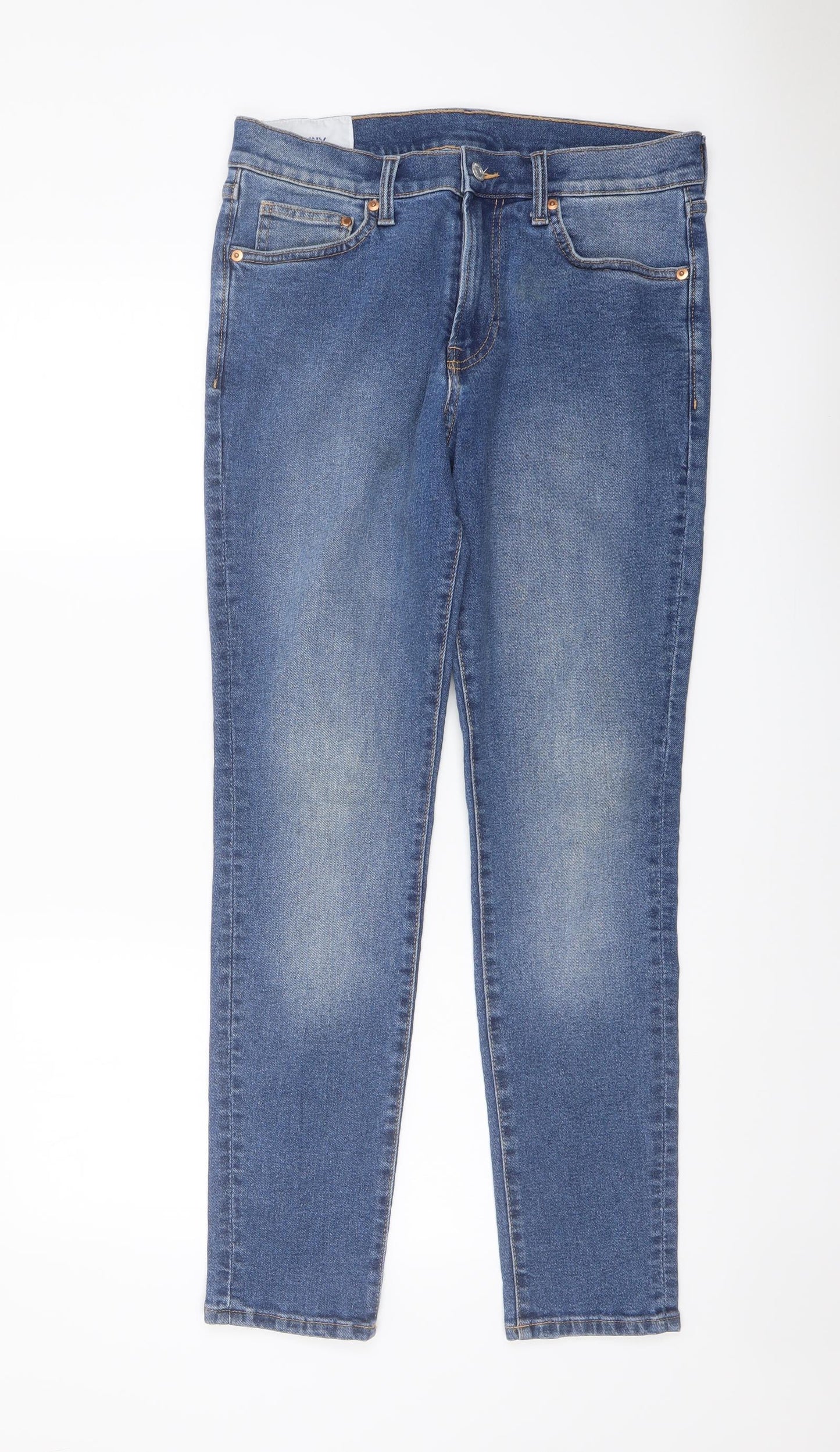 H&M Mens Blue Cotton Straight Jeans Size 32 in L32 in Regular Button