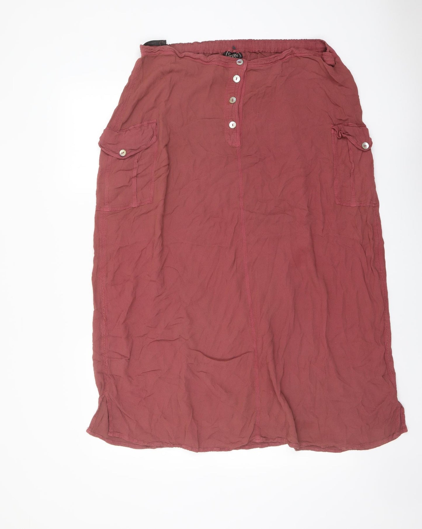 Seven Womens Pink Viscose Swing Skirt Size 24 Button