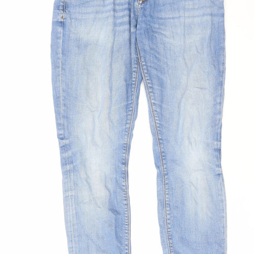 River Island Mens Blue Cotton Straight Jeans Size 30 in L32 in Regular Zip