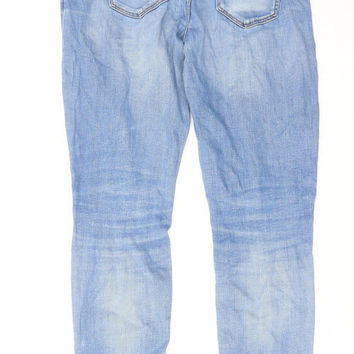 River Island Mens Blue Cotton Straight Jeans Size 30 in L32 in Regular Zip