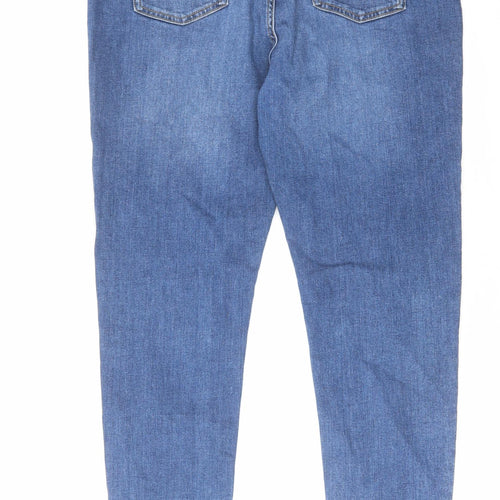 Marks and Spencer Womens Blue Cotton Straight Jeans Size 16 L30 in Regular Zip