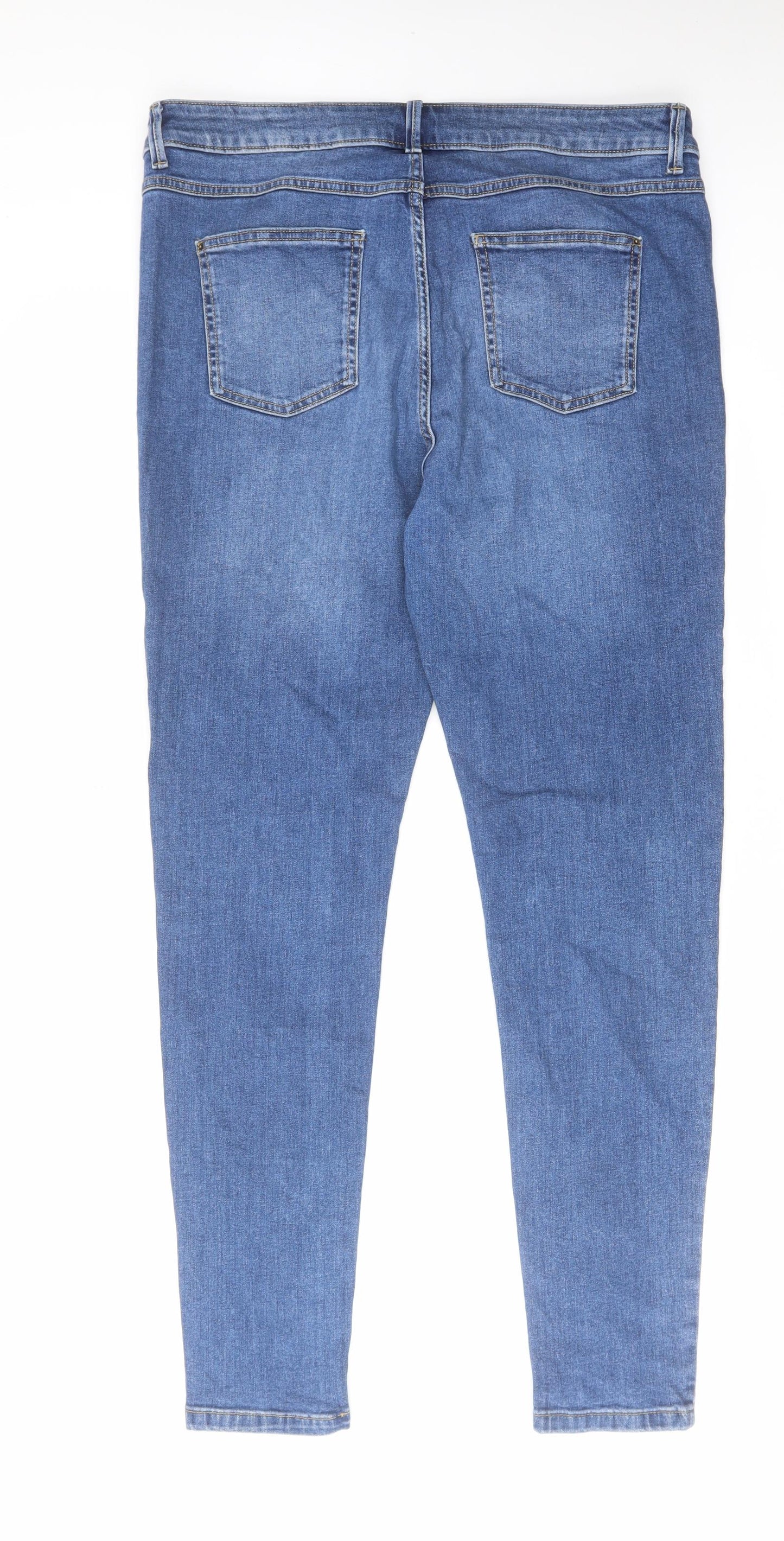 Marks and Spencer Womens Blue Cotton Straight Jeans Size 16 L30 in Regular Zip