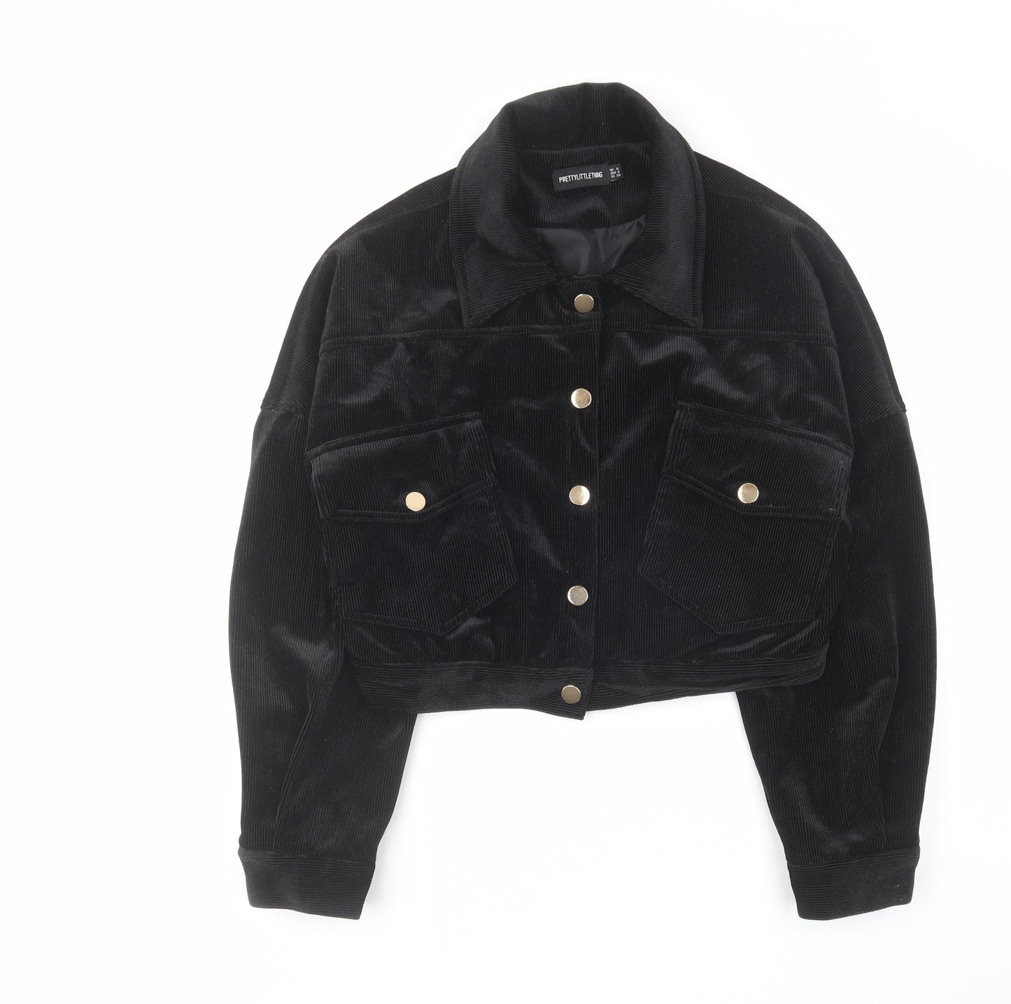 PRETTYLITTLETHING Womens Black Jacket Size 6 Button
