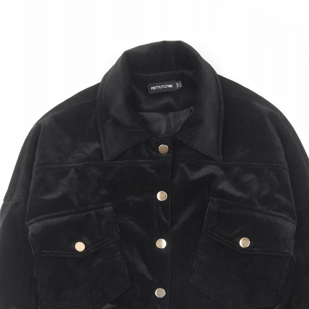 PRETTYLITTLETHING Womens Black Jacket Size 6 Button