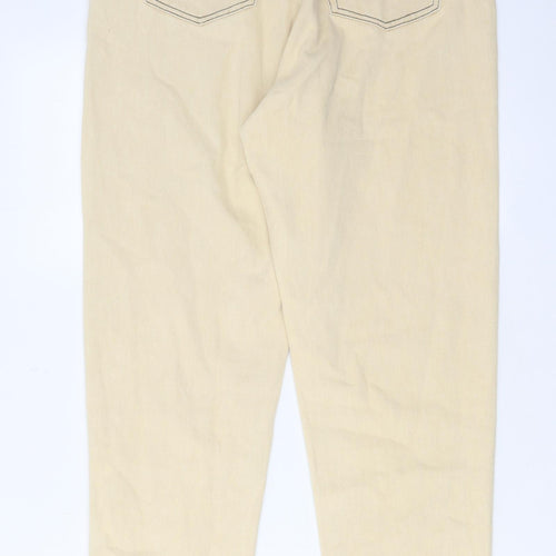 Missguided Womens Beige Cotton Straight Jeans Size 12 L30 in Regular Zip