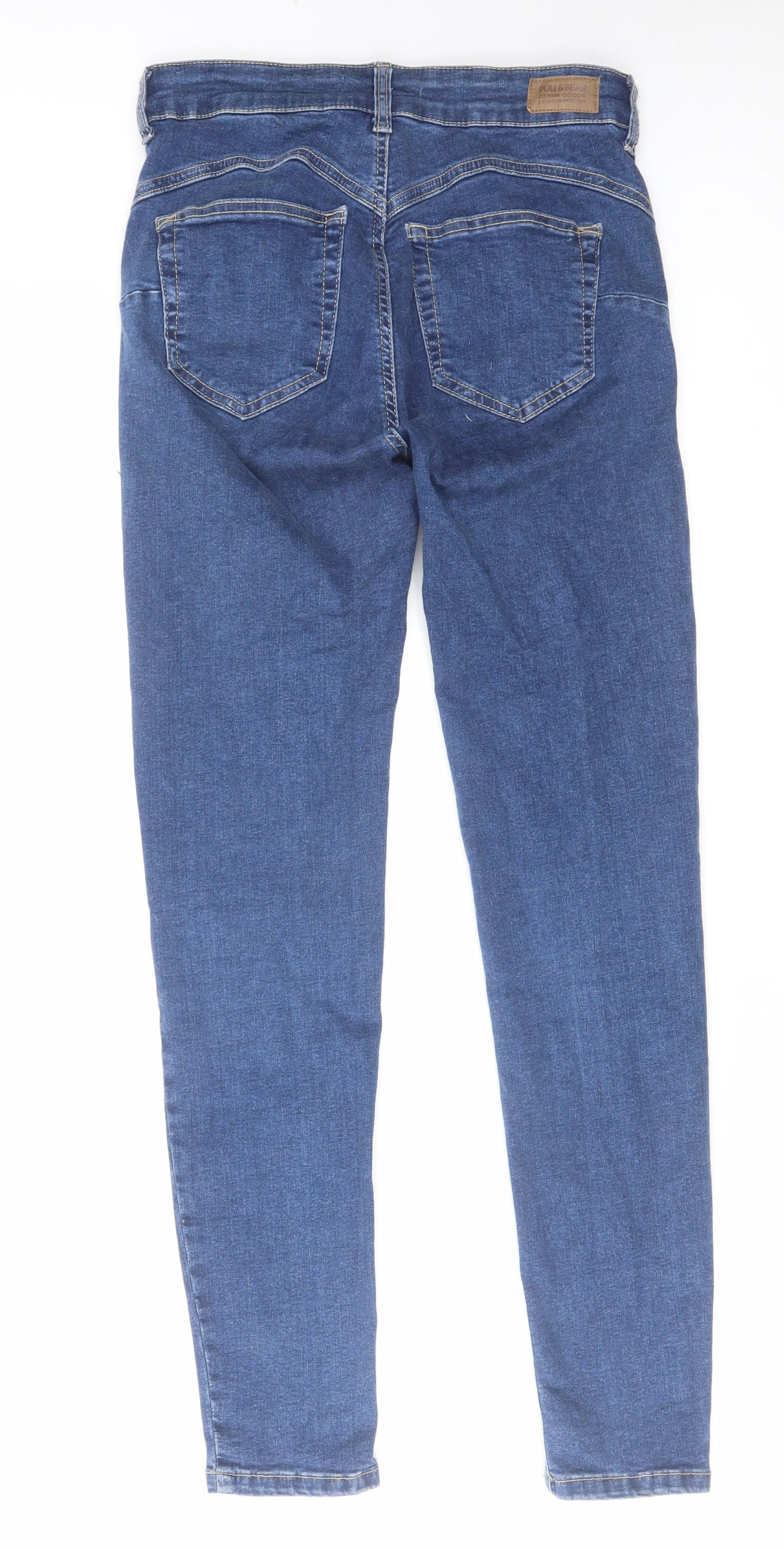 Pull&Bear Girls Blue Cotton Skinny Jeans Size 14-15 Years Regular Zip