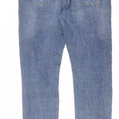Lee Mens Blue Cotton Straight Jeans Size 38 in L34 in Regular Zip