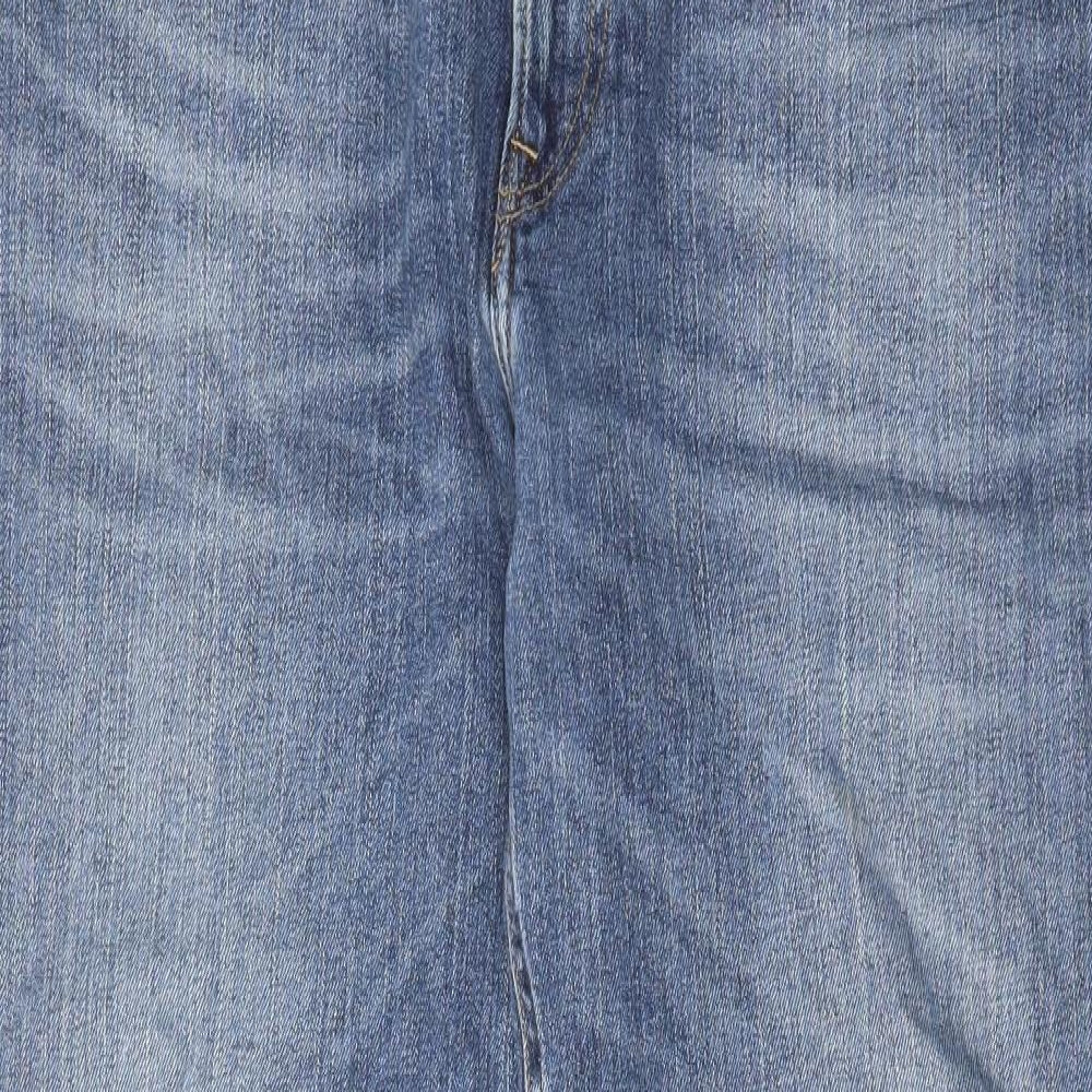 Lee Mens Blue Cotton Straight Jeans Size 38 in L34 in Regular Zip