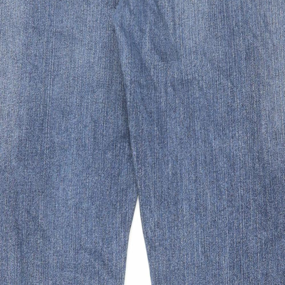 Lee Mens Blue Cotton Straight Jeans Size 38 in L34 in Regular Zip